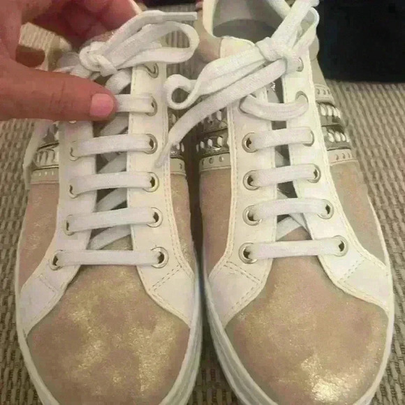 Geox sneakers womens size 9 Sand/ Gold DO2FED W Animal Print back - Picture 8 of 10